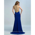 Trumpet Mermaid Jewel Sweep Brush Train Jersey with Beading Evening Dress